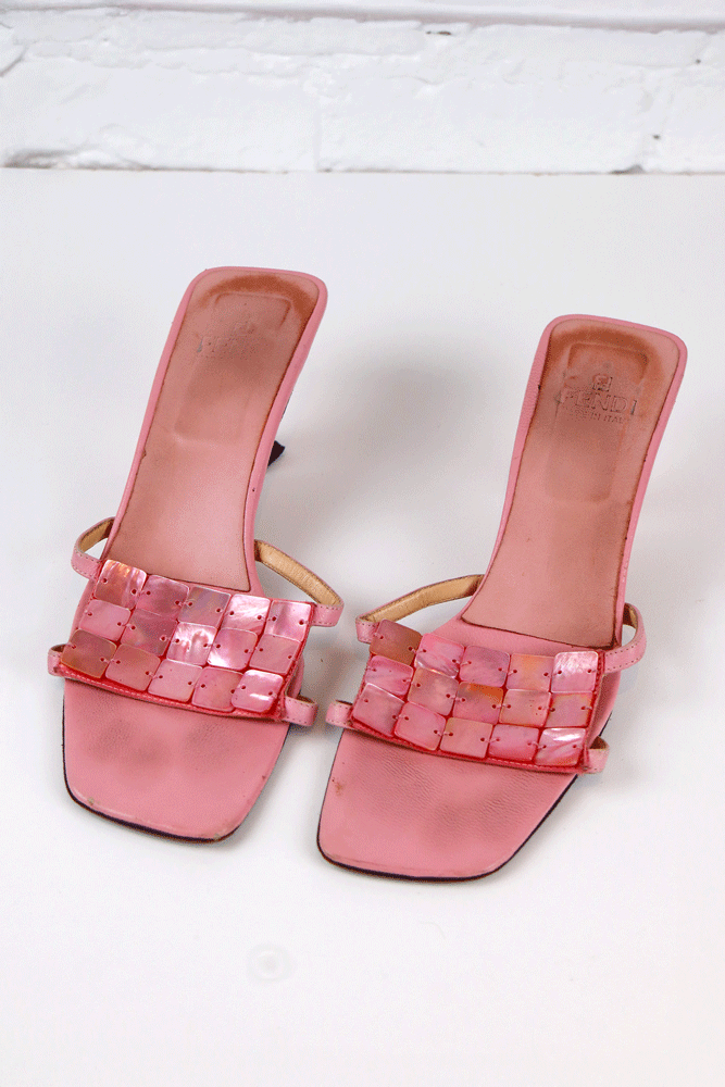 Fendi Pink Mother of Pearl Sandals