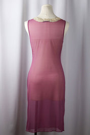 Blumarine 2000s Sheer Pink Slip Dress with Lace & Floral Detail