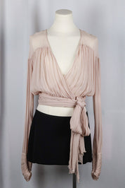 Blumarine Nude Chiffon Wrap Blouse
