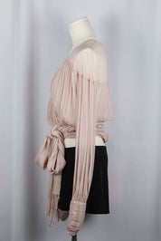Blumarine Nude Chiffon Wrap Blouse