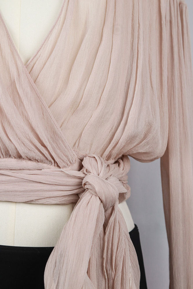 Blumarine Nude Chiffon Wrap Blouse