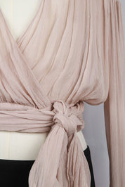 Blumarine Nude Chiffon Wrap Blouse