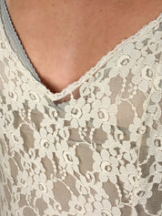 Beau Monde 1950s-1960s Cream Floral Lace Bodice Slip Maxi Dress - S
