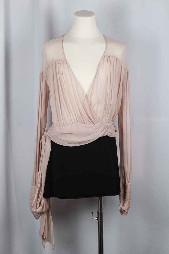 Blumarine Nude Chiffon Wrap Blouse