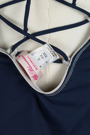 Blumarine 2000s Navy Lace-Up “#1” Long Sleeve Top