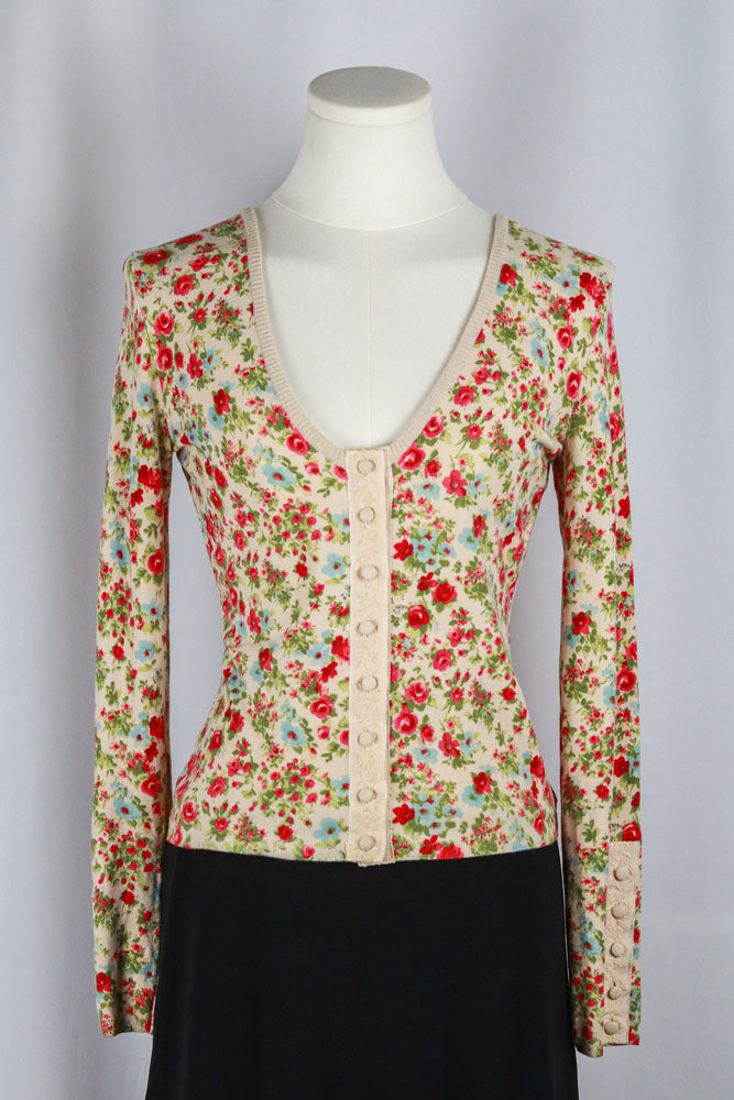 Blumarine 2000s Floral Knit Cardigan