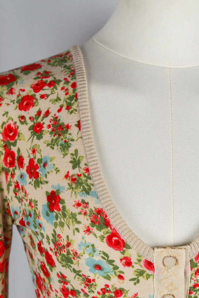 Blumarine 2000s Floral Knit Cardigan