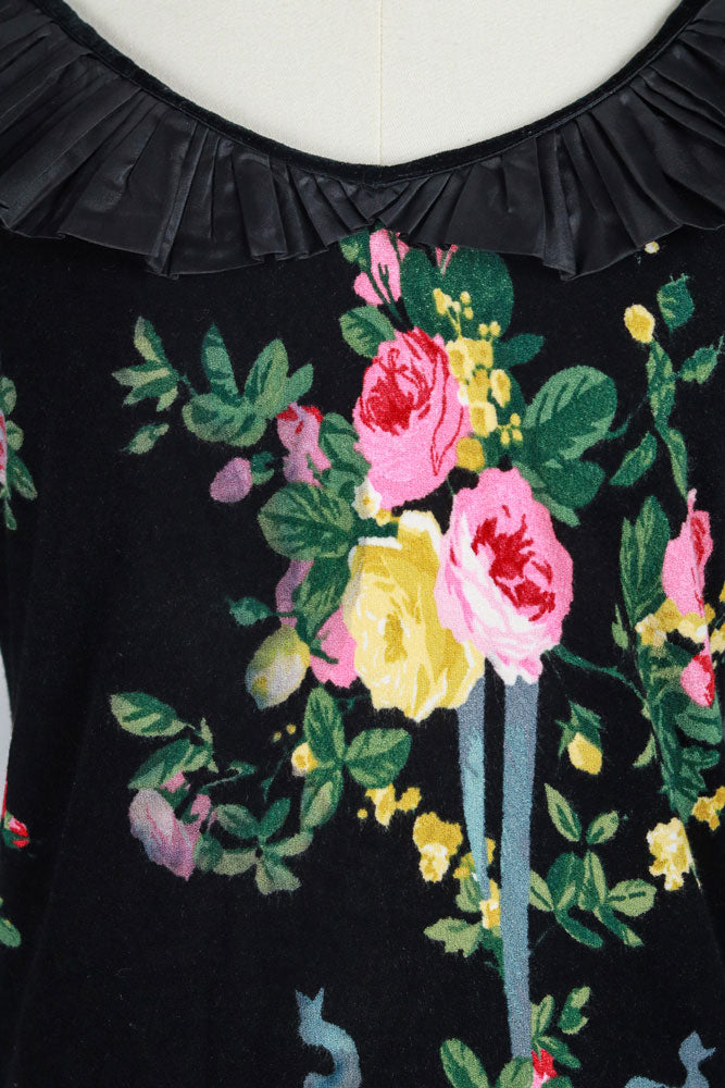 Blumarine 2000s Floral Silk Ruffle Blouse