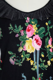 Blumarine 2000s Floral Silk Ruffle Blouse