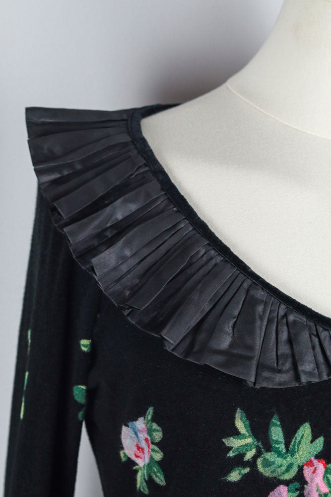 Blumarine 2000s Floral Silk Ruffle Blouse