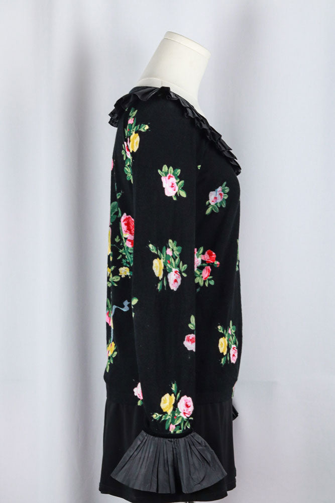 Blumarine 2000s Floral Silk Ruffle Blouse