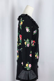 Blumarine 2000s Floral Silk Ruffle Blouse