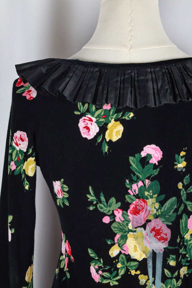 Blumarine 2000s Floral Silk Ruffle Blouse