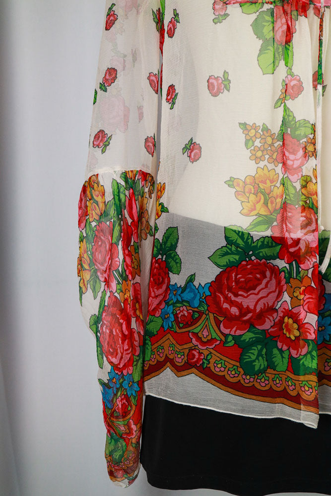 Blumarine 2003 White Sheer Floral Blouse