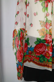 Blumarine 2003 White Sheer Floral Blouse