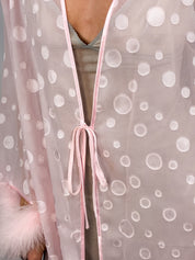 Oscar de la Renta Pink Label 2000s Pink Polka Dot Marabou Robe - M/L