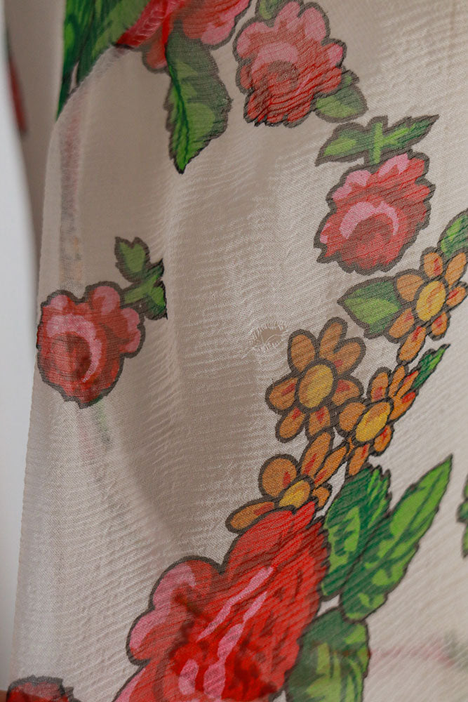 Blumarine 2003 White Sheer Floral Blouse