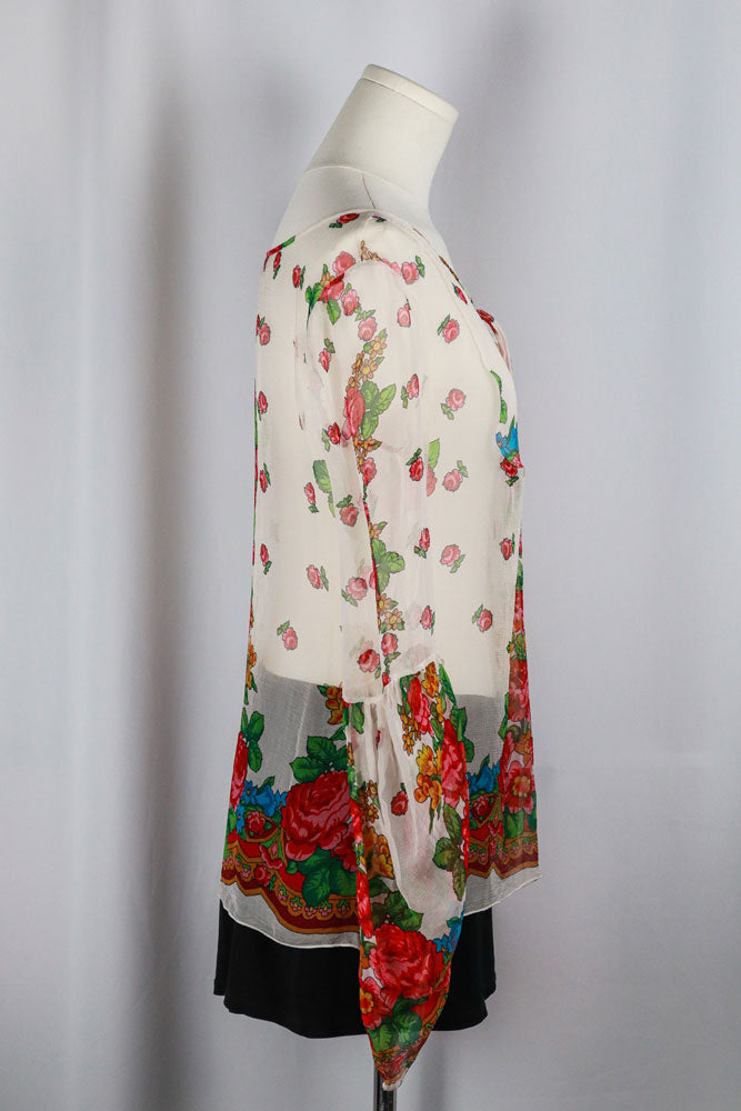 Blumarine 2003 White Sheer Floral Blouse