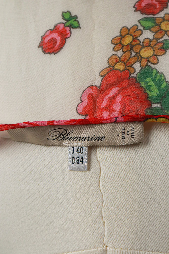 Blumarine 2003 White Sheer Floral Blouse