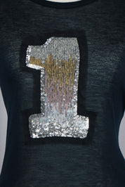 Blumarine 2000s Black “1” Sequin Tee