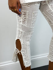 Gianfranco Ferré Jeans 2000s White Crochet Capri Pants - XXS/XS