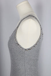 Blumarine Grey Rib Tank with Grommet Trim
