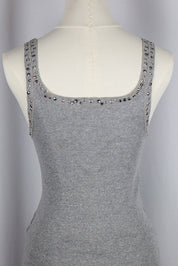 Blumarine Grey Rib Tank with Grommet Trim