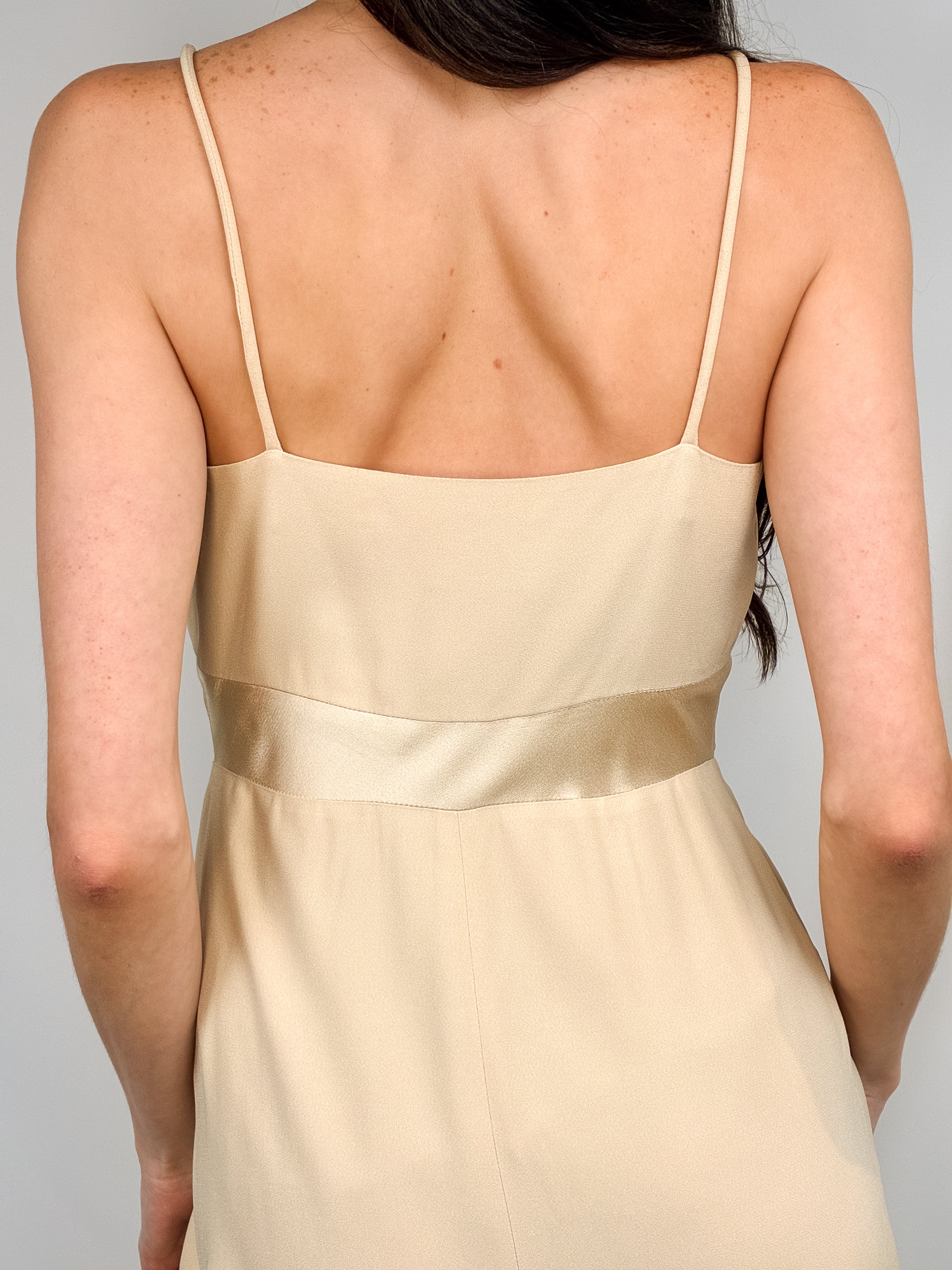 Gianfranco Ferré Studio 1990s Champagne Satin Panel Slip Dress - S
