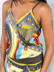 Pennyblack 2000s Scarf Print Cami Top and Wrap Skirt Set - XS
