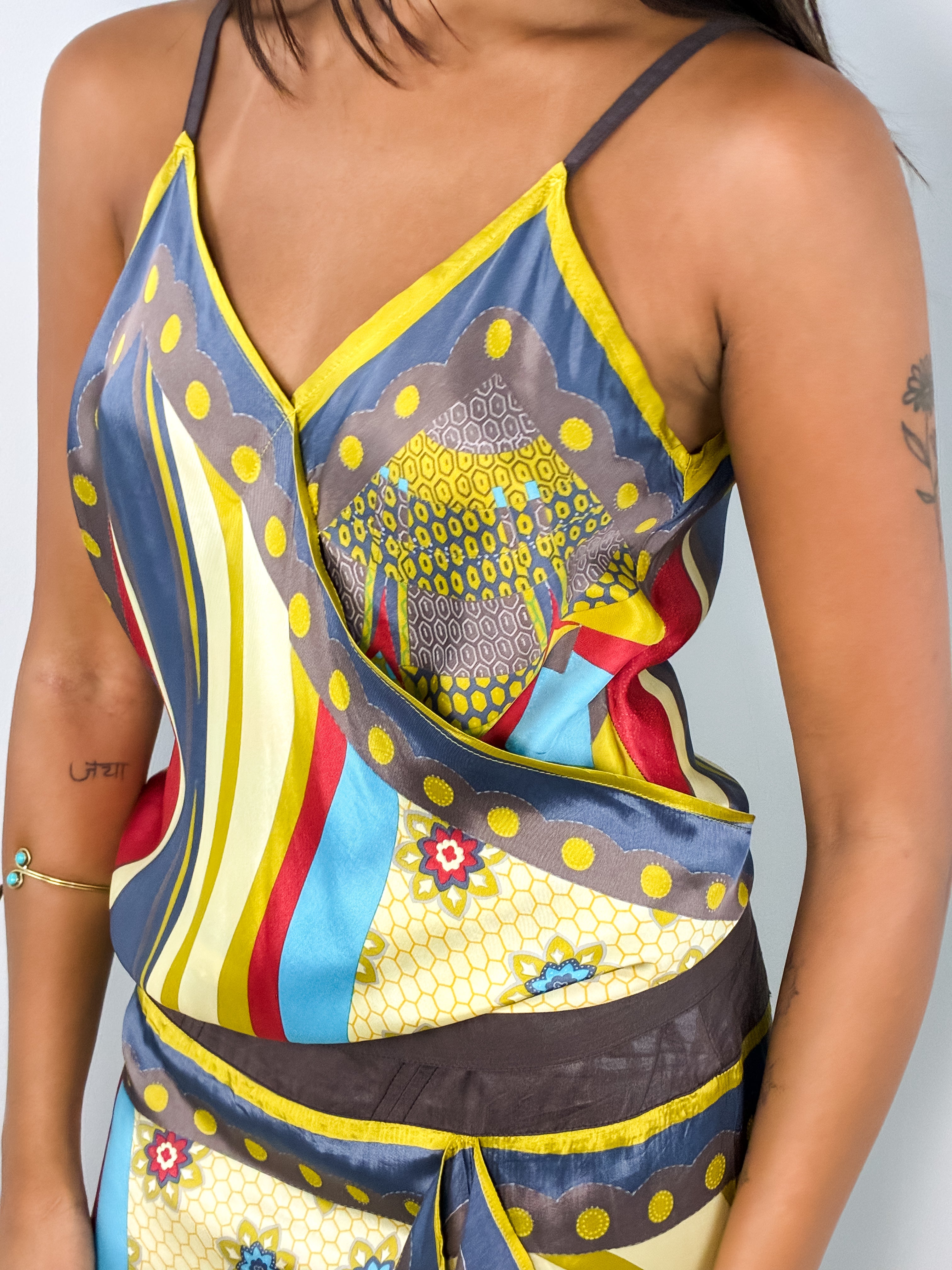 Pennyblack 2000s Scarf Print Cami Top and Wrap Skirt Set - XS