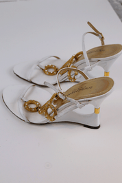 Dolce & Gabbana Gold Detailed Strap Heels