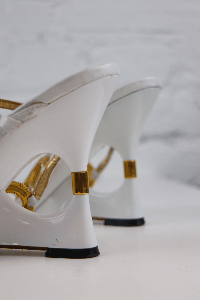 Dolce & Gabbana Gold Detailed Strap Heels
