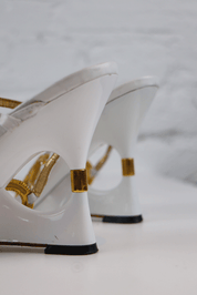Dolce & Gabbana Gold Detailed Strap Heels