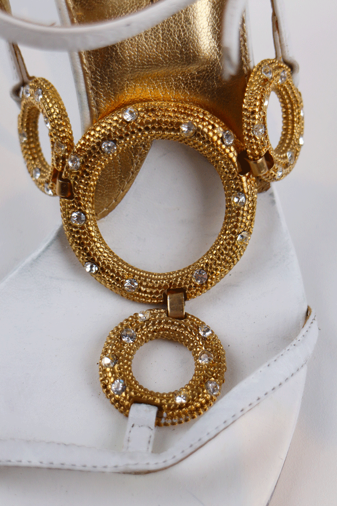 Dolce & Gabbana Gold Detailed Strap Heels