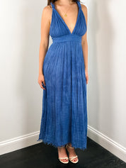Mamonas 2000s Blue Gauze Grecian Maxi Dress - S/M
