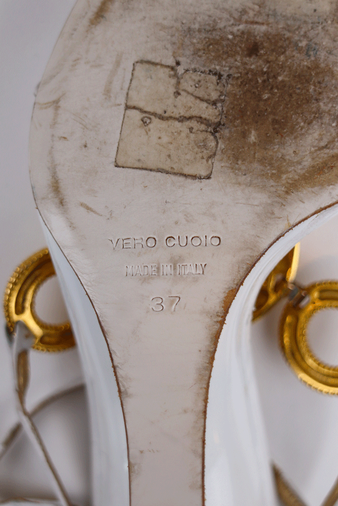 Dolce & Gabbana Gold Detailed Strap Heels