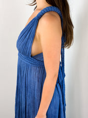 Mamonas 2000s Blue Gauze Grecian Maxi Dress - S/M