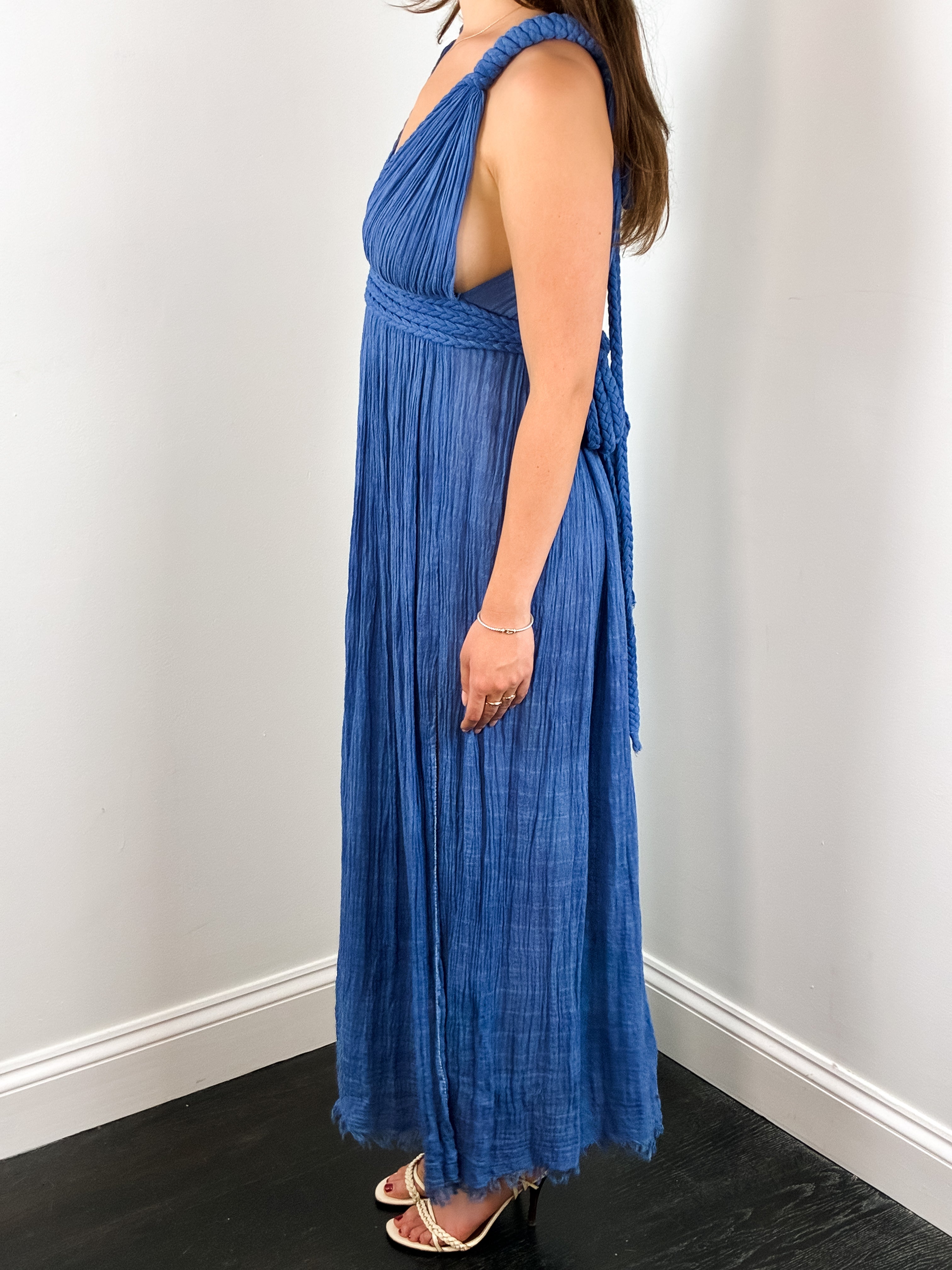 Mamonas 2000s Blue Gauze Grecian Maxi Dress - S/M