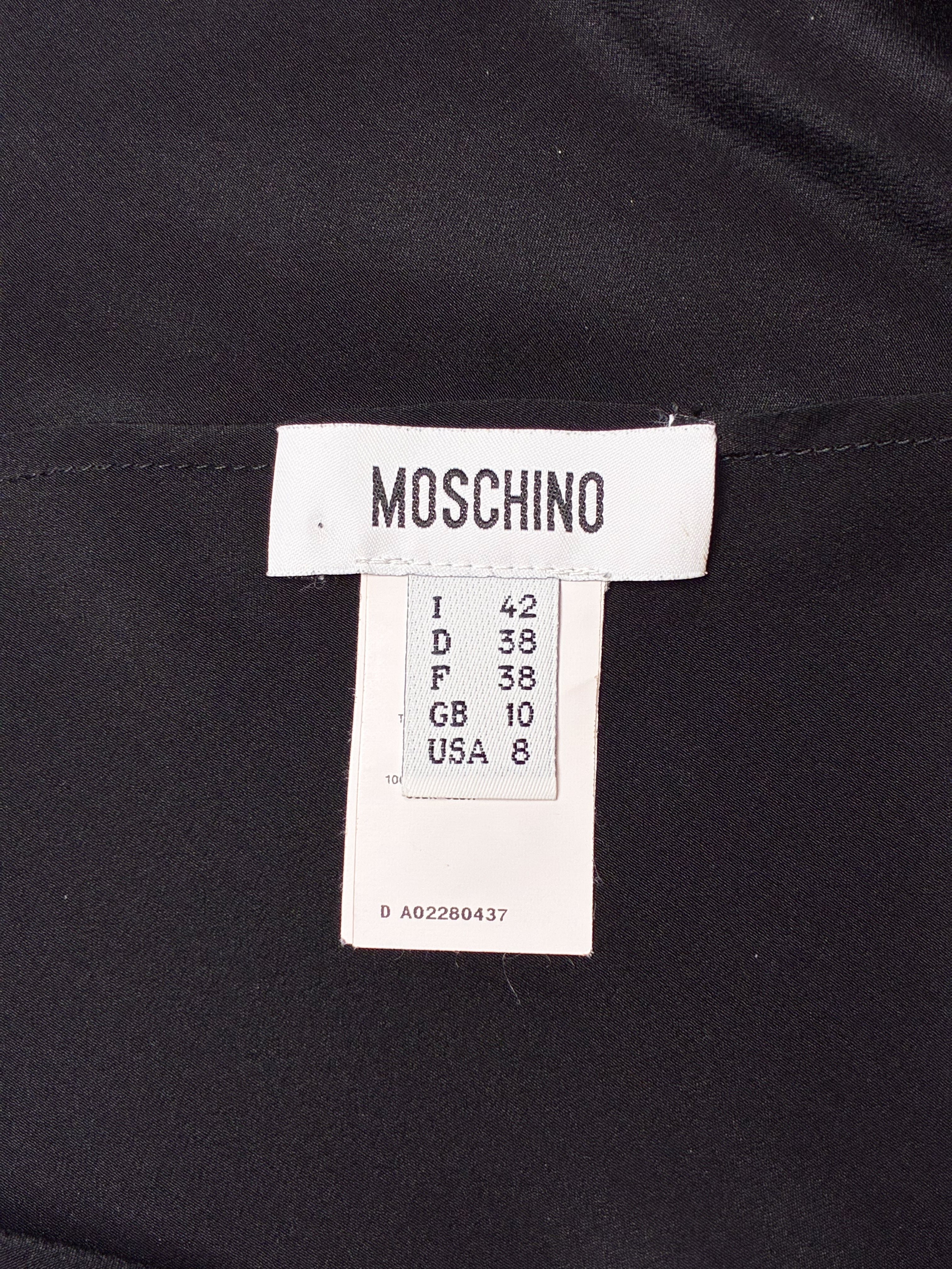 Moschino 2000s Black Silk Fringe Sleeveless Top - S/M