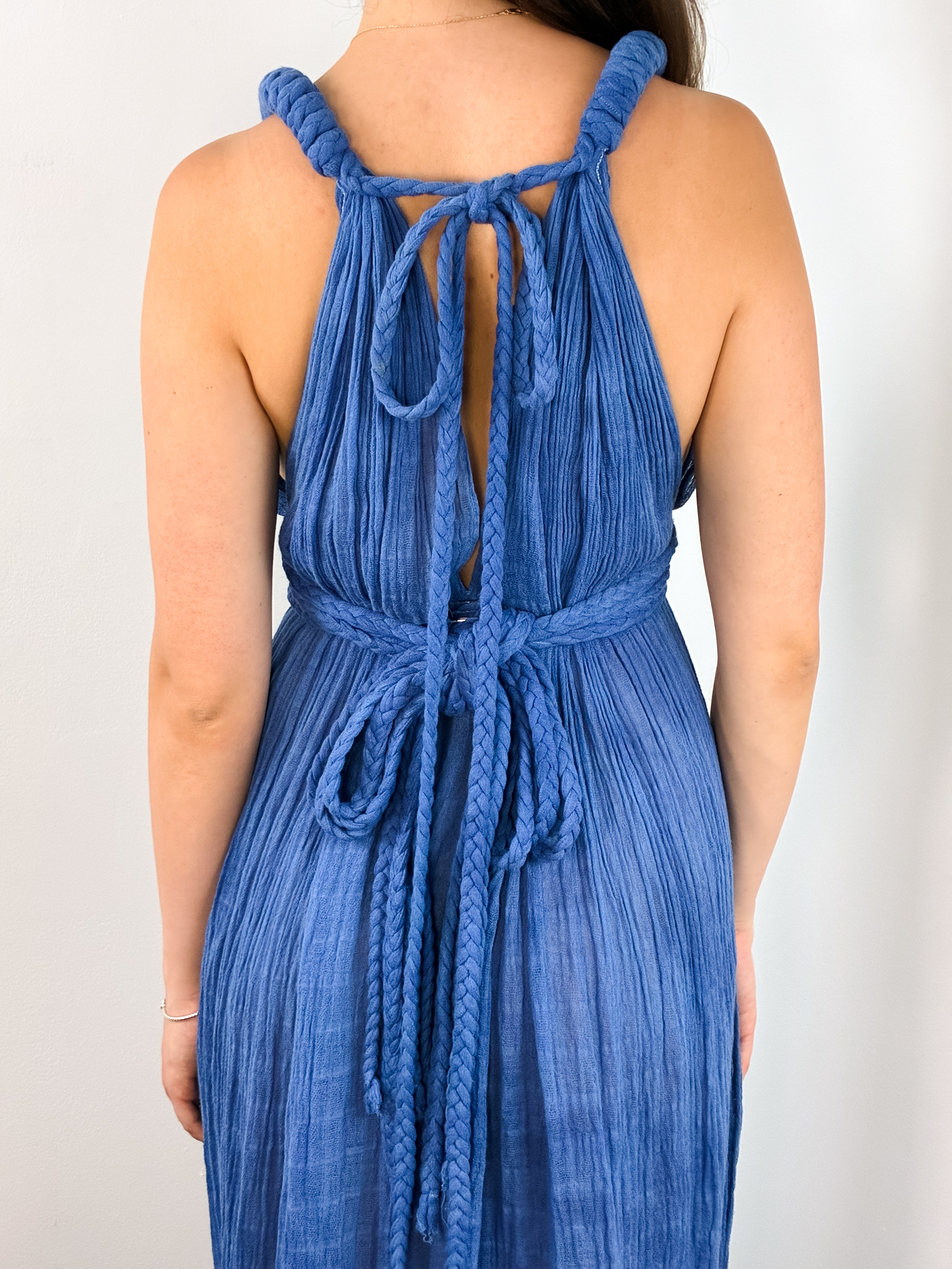 Mamonas 2000s Blue Gauze Grecian Maxi Dress - S/M