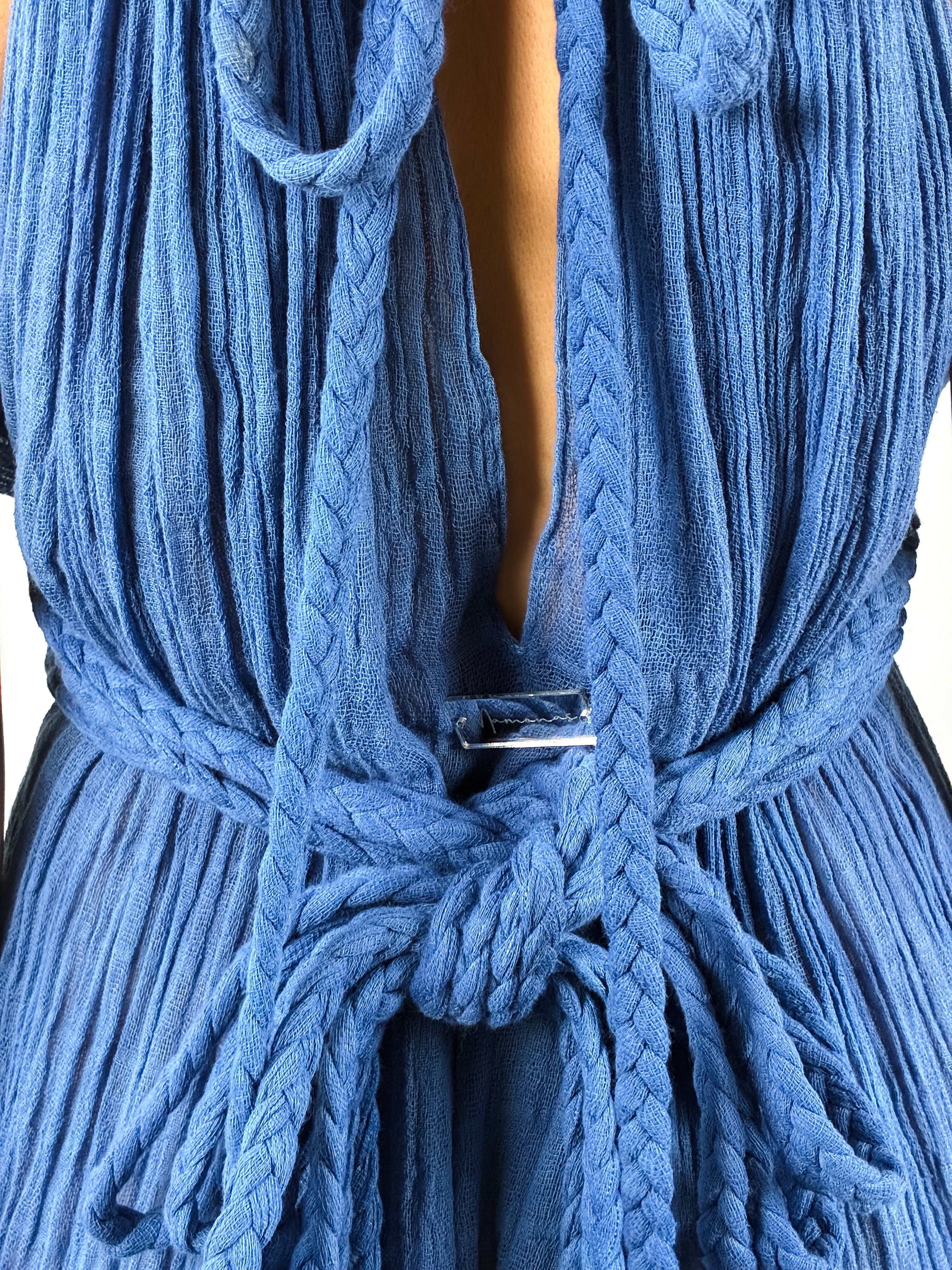 Mamonas 2000s Blue Gauze Grecian Maxi Dress - S/M