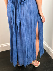 Mamonas 2000s Blue Gauze Grecian Maxi Dress - S/M
