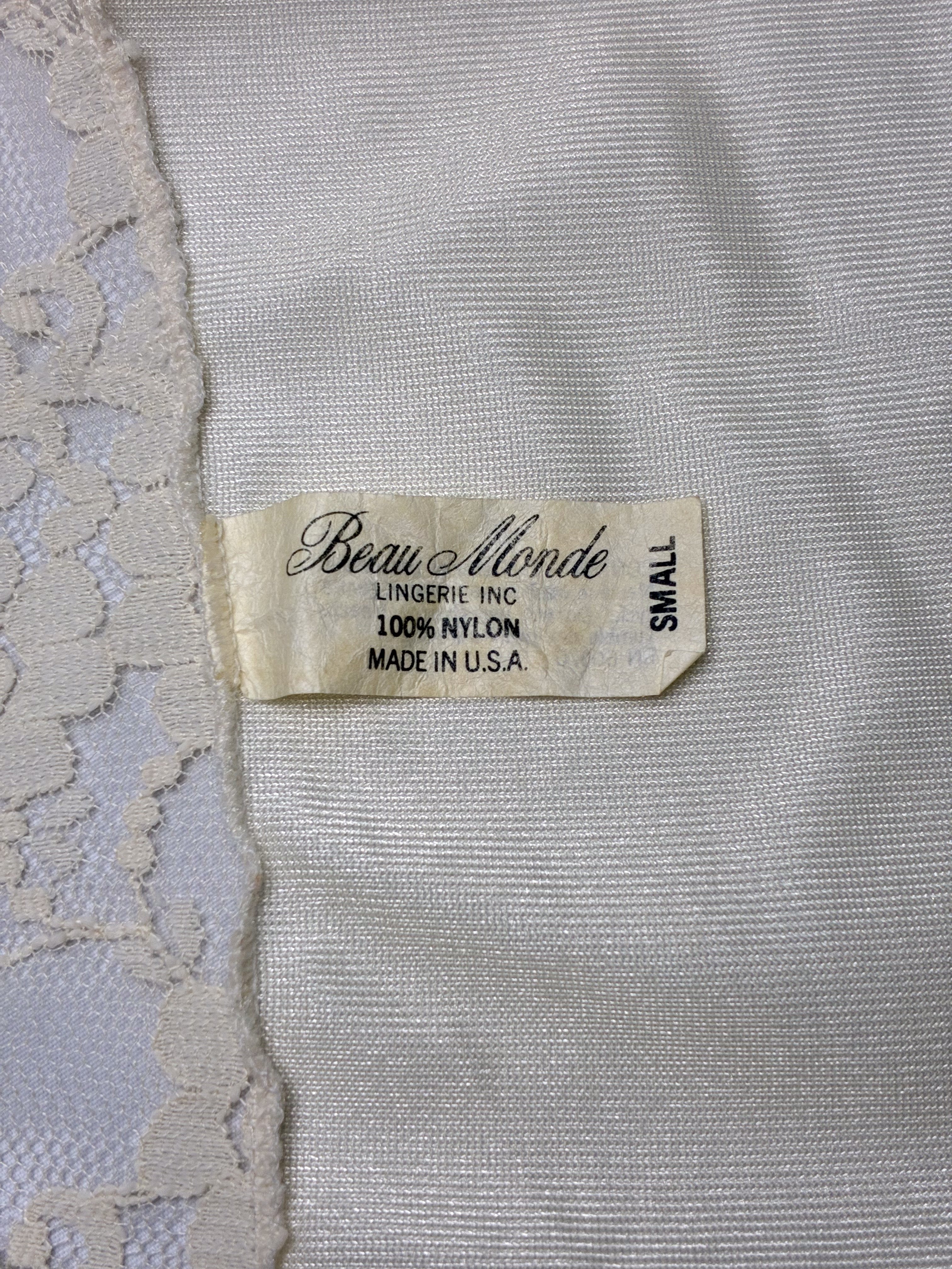 Beau Monde 1950s-1960s Cream Floral Lace Bodice Slip Maxi Dress - S