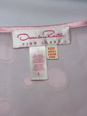 Oscar de la Renta Pink Label 2000s Pink Polka Dot Marabou Robe - M/L