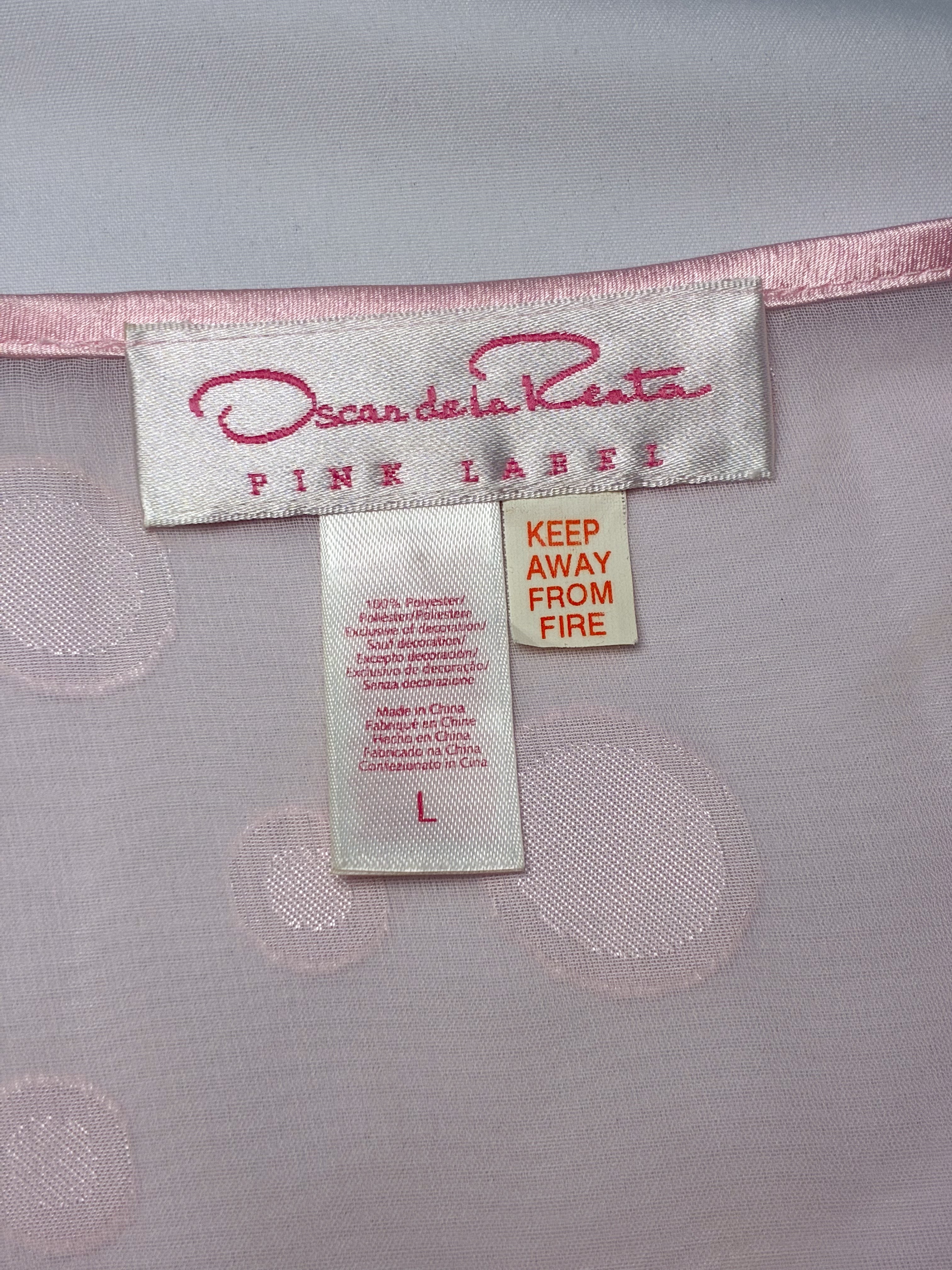 Oscar de la Renta Pink Label 2000s Pink Polka Dot Marabou Robe - M/L
