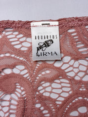 Dusty Rose Crochet Lace Bell Sleeve Maxi Dress - S/M