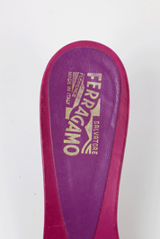 Salvatore Ferragamo 2004 Purple Floral Leather Sandals