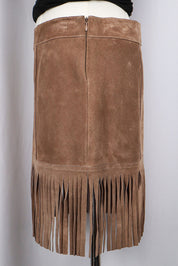 Blumarine 2000s Tan Suede Fringed Mini Skirt