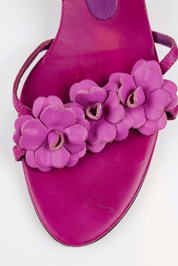 Salvatore Ferragamo 2004 Purple Floral Leather Sandals
