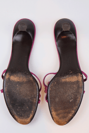 Salvatore Ferragamo 2004 Purple Floral Leather Sandals